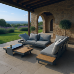 Modulares Gartenlounge-Set Tevara aus Teakholz und Aluminium für 6 Personen – Grau – Image 8