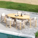 7-teilige Garten-Essgruppe aus Aluminium mit Ausziehtisch und 6 Geflechtstühlen – Bild 2