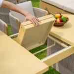 7-teilige Garten-Essgruppe aus Aluminium mit Ausziehtisch und 6 Geflechtstühlen – Bild 9