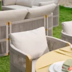 7-teilige Garten-Essgruppe aus Aluminium mit Ausziehtisch und 6 Geflechtstühlen – Bild 10