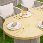 7-teilige Garten-Essgruppe aus Aluminium mit Ausziehtisch und 6 Geflechtstühlen – Bild 8
