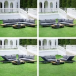 Modulares Gartenlounge-Set Tevara aus Teakholz und Aluminium für 6 Personen – Grau – Image 9