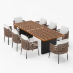 Garten-Essgruppe Grida mit 8 Teakholz- und Polyrattan-Stühlen – 9-teilig – Image 11