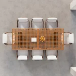 Garten-Essgruppe Grida mit 8 Teakholz- und Polyrattan-Stühlen – 9-teilig – Image 2