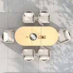 7-teilige Garten-Essgruppe aus Aluminium mit Ausziehtisch und 6 Geflechtstühlen – Bild 4