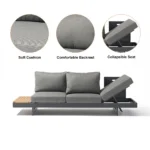 Modulares Gartenlounge-Set Tevara aus Teakholz und Aluminium für 6 Personen – Grau – Image 14