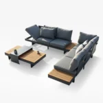 Modulares Gartenlounge-Set Tevara aus Teakholz und Aluminium für 6 Personen – Grau – Image 12
