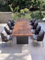 Garten-Essgruppe Grida mit 8 Teakholz- und Polyrattan-Stühlen – 9-teilig – Image 14