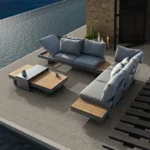 Modulares Gartenlounge-Set Tevara aus Teakholz und Aluminium für 6 Personen – Grau – Image 2