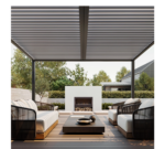 Anbau-Bioklimatische Pergola 3 × 3 m mit verstellbaren Aluminiumlamellen, Anthrazitgrau – Image 2