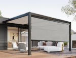 Anbau-Bioklimatische Pergola 3 × 3 m mit verstellbaren Aluminiumlamellen, Anthrazitgrau – Image 4