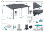 Anbau-Carport aus Aluminium 5 × 3 m (15 m²) mit Polycarbonatdach 6 mm, UV-beständig, Anthrazitgrau – KLEO – Image 3