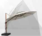 Ampelschirm Rund Holzoptik Aluminium – Mit Standfuß, UV-Schutz, Neigbar für Garten & Terrasse – Image 8