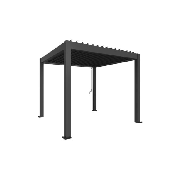 Anbau-Bioklimatische Pergola 3 × 3 m mit verstellbaren Aluminiumlamellen, Anthrazitgrau