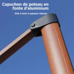 Ampelschirm Rund Holzoptik Aluminium – Mit Standfuß, UV-Schutz, Neigbar für Garten & Terrasse – Image 3
