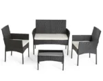 Gartenmöbel-Set für 4 Personen aus Polyrattan schwarz/weiß – Modell Marbella – Best Mobilier – Image 9