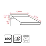 Markise Elektrische 4,95 x 3,5 m mit LED-Beleuchtung, Acrylstoff Beige, Weiß – Image 5