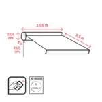 Elektrische Kassettenmarkise 3,95 x 3,5 m mit LED-Beleuchtung, Acrylstoff Beige, Vollkassette, Weiß – Image 8