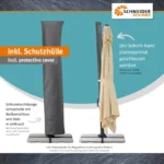 Schneider Tavo Ampelschirm 400x300 cm Natur Beige 360° drehbar neigbar inklusive Schutzhülle und Plattenständer – Image 3