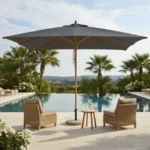 Pegasia Sonnenschirm 400x300 cm Grau Rechteckschirm Aluminium UV-Schutz Gartenschirm mit Kurbel
