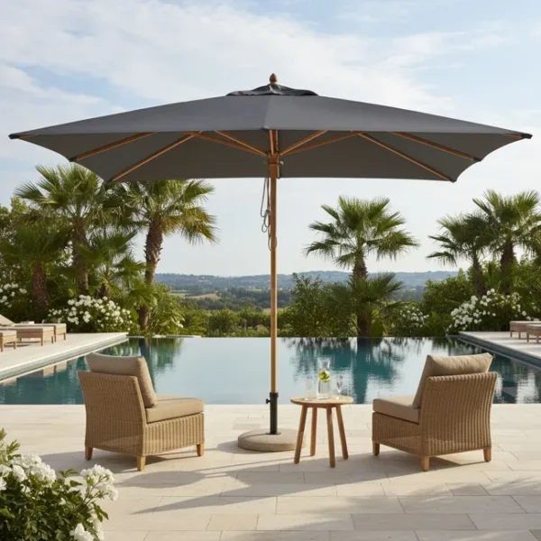 Pegasia Sonnenschirm 400x300 cm Grau Rechteckschirm Aluminium UV-Schutz Gartenschirm mit Kurbel