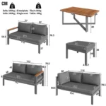 Gartenmöbel-Set für 7–8 Personen mit Esstisch, wetterbeständigem Design und Gestell aus verzinktem Eisen – Bild 3