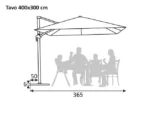 Schneider Tavo Ampelschirm 400x300 cm Natur Beige 360° drehbar neigbar inklusive Schutzhülle und Plattenständer – Image 10