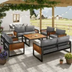 Gartenlounge aus Eisen in Grau für bis zu 8 Personen