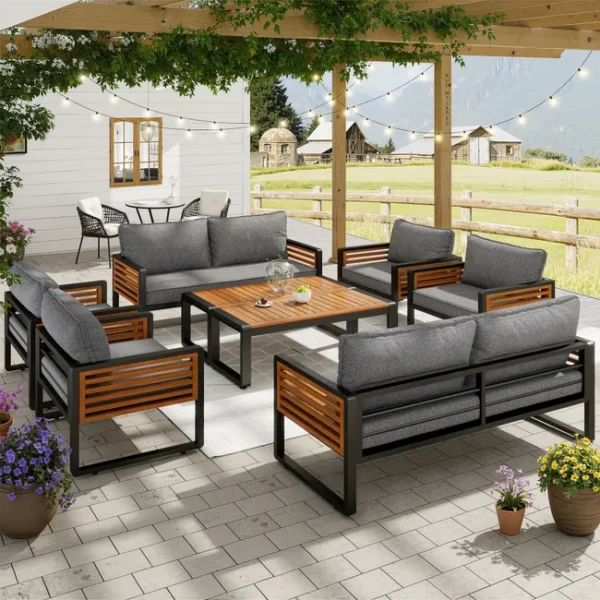 Gartenlounge aus Eisen in Grau für bis zu 8 Personen