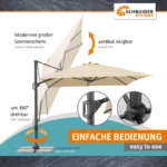 Schneider Tavo Ampelschirm 400x300 cm Natur Beige 360° drehbar neigbar inklusive Schutzhülle und Plattenständer – Image 4