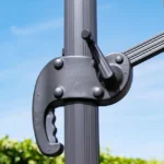 Ampelschirm 4x3 m Grau 360° drehbar neigbar Sonnenschirm mit rollbarem Schirmständer und Kurbel – Bild 2