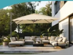 Schneider Tavo Ampelschirm 400x300 cm Natur Beige 360° drehbar neigbar inklusive Schutzhülle und Plattenständer