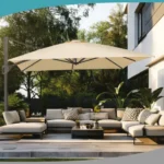 Schneider Tavo Ampelschirm 400x300 cm Natur Beige 360° drehbar neigbar inklusive Schutzhülle und Plattenständer
