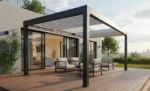 Bioklimatische Pergola ELEA 500 x 300 cm Schwarz – Freistehend, Lamellendach Verstellbar, Aluminium