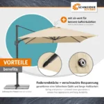 Schneider Tavo Ampelschirm 400x300 cm Natur Beige 360° drehbar neigbar inklusive Schutzhülle und Plattenständer – Image 5