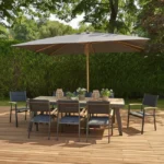 Pegasia Sonnenschirm 400x300 cm Grau Rechteckschirm Aluminium UV-Schutz Gartenschirm mit Kurbel – Image 3