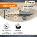 Schneider Tavo Ampelschirm 400x300 cm Natur Beige 360° drehbar neigbar inklusive Schutzhülle und Plattenständer – Image 6