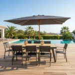 Pegasia Sonnenschirm 400x300 cm Grau Rechteckschirm Aluminium UV-Schutz Gartenschirm mit Kurbel – Image 4