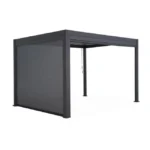 Bioklimatische Pergola 3x4 m Anthrazit aus Aluminium mit verstellbaren Lamellen und 2 Seitenrollos – TRIOMPHE – Image 5