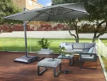 Naterial Sonora Ampelschirm 391x282 cm Grau Aluminium 360° drehbar neigbar UV-Schutz Sonnenschirm