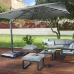Naterial Sonora Ampelschirm 391x282 cm Grau Aluminium 360° drehbar neigbar UV-Schutz Sonnenschirm