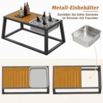 Modulares Gartenmöbel-Set Grau aus Eisen mit verstellbarer Rückenlehne, Eisbehälter und 10 cm Kissen – Image 8