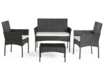 Gartenmöbel-Set für 4 Personen aus Polyrattan schwarz/weiß – Modell Marbella – Best Mobilier – Image 3